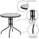 Flash Furniture TLH-087-BK-GG 28" Round Patio Table w/ Glass Top & Black Rattan Edge - Metal Base, Black thumbnail 3