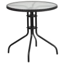 Flash Furniture TLH-087RD-037BK2-GG 28" Round Patio Table & (2) Black Rattan Arm Chair Set - Glass Top, Black Metal Base thumbnail 3