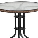 Flash Furniture TLH-087RD-037BN2-GG 28" Round Patio Table & (2) Brown Rattan Arm Chair Set - Glass Top, Black Metal Base thumbnail 7