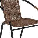 Flash Furniture TLH-087RD-037BN2-GG 28" Round Patio Table & (2) Brown Rattan Arm Chair Set - Glass Top, Black Metal Base thumbnail 8