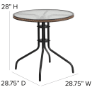 Flash Furniture TLH-087RD-037BN4-GG 28" Round Patio Table & (4) Brown Rattan Arm Chair Set - Glass Top, Black Metal Base thumbnail 2