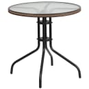 Flash Furniture TLH-087RD-037BN4-GG 28" Round Patio Table & (4) Brown Rattan Arm Chair Set - Glass Top, Black Metal Base thumbnail 3