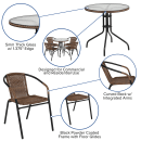 Flash Furniture TLH-087RD-037BN4-GG 28" Round Patio Table & (4) Brown Rattan Arm Chair Set - Glass Top, Black Metal Base thumbnail 6