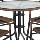 Flash Furniture TLH-087RD-037BN4-GG 28" Round Patio Table & (4) Brown Rattan Arm Chair Set - Glass Top, Black Metal Base thumbnail 7