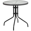 Flash Furniture TLH-087RD-037GY2-GG 28" Round Patio Table & (2) Gray Rattan Arm Chair Set - Glass Top, Black Metal Base thumbnail 3