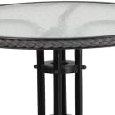 Flash Furniture TLH-087RD-037GY2-GG 28" Round Patio Table & (2) Gray Rattan Arm Chair Set - Glass Top, Black Metal Base thumbnail 7