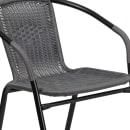 Flash Furniture TLH-087RD-037GY2-GG 28" Round Patio Table & (2) Gray Rattan Arm Chair Set - Glass Top, Black Metal Base thumbnail 8