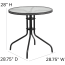 Flash Furniture TLH-087RD-037GY4-GG 28" Round Patio Table & (4) Gray Rattan Arm Chair Set - Glass Top, Black Metal Base thumbnail 2