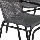 Flash Furniture TLH-087RD-037GY4-GG 28" Round Patio Table & (4) Gray Rattan Arm Chair Set - Glass Top, Black Metal Base thumbnail 8