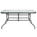 Flash Furniture TLH-089-GG Rectangular Patio Table w/ Glass Top & Umbrella Hole - Metal Base, Black thumbnail 3
