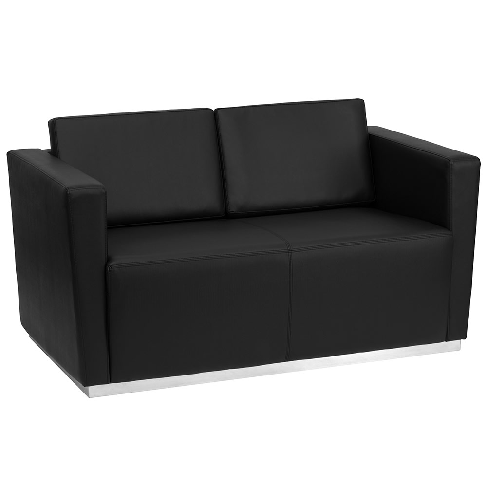 Flash Furniture ZB-TRINITY-8094-LS-BK-GG Loveseat w/ Black LeatherSoft Upholstery, Stainless Legs