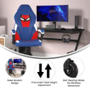 Flash Furniture UL-A075-BL-RLB-GG Swivel Gaming Chair w/ Red & Blue LeatherSoft Back & Seat - Black Base thumbnail 5