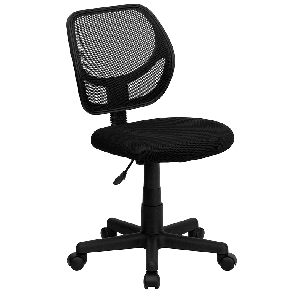 Flash Furniture WA-3074-BK-GG Swivel Task/Computer Chair w/ Low Back - Black Plastic Back & Seat