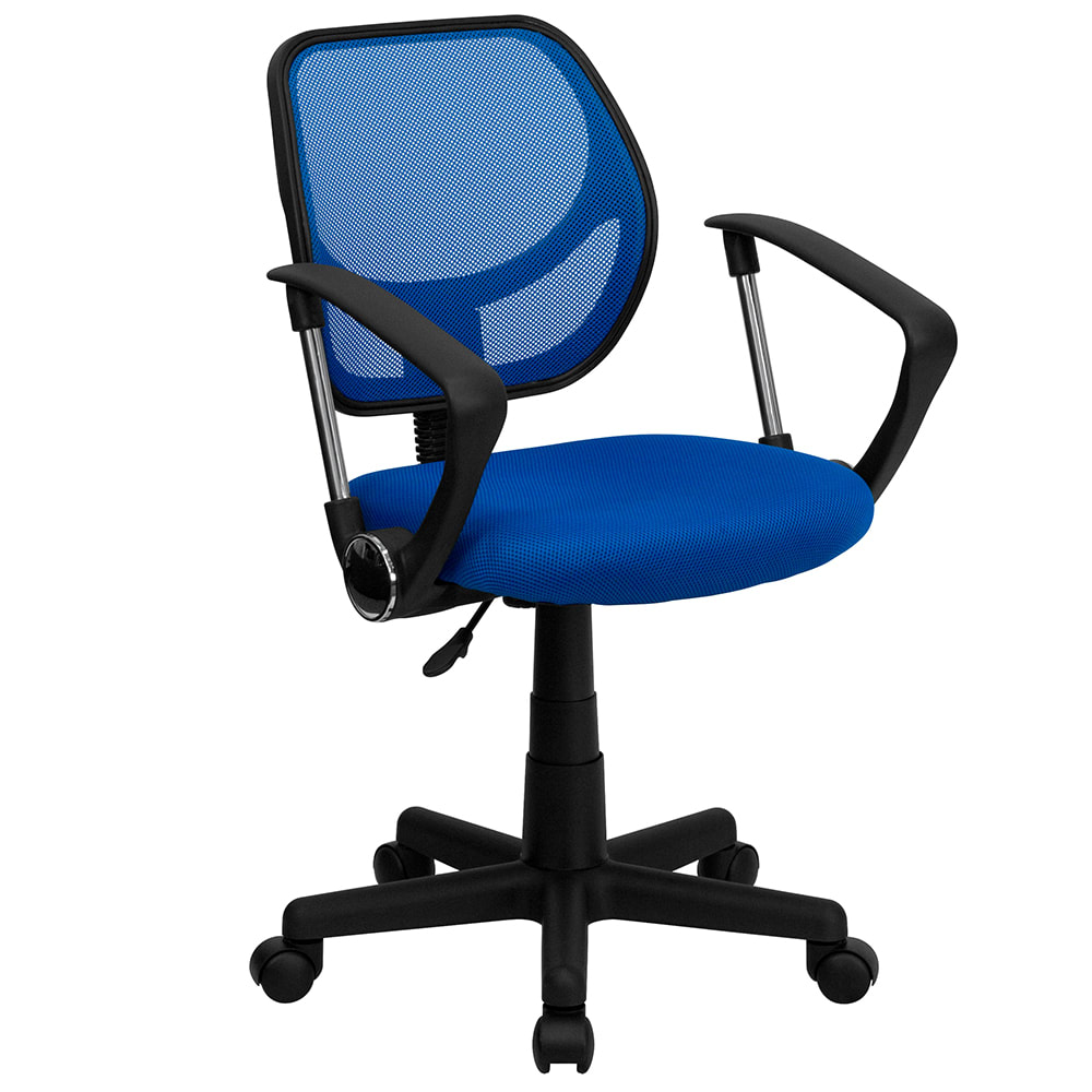 Flash Furniture WA-3074-BL-A-GG Swivel Computer Arm Chair w/ Low Back - Blue Mesh Back & Seat