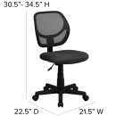 Flash Furniture WA-3074-GY-GG Swivel Task/Computer Chair w/ Low Back - Gray Mesh Back & Seat thumbnail 2