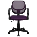 Flash Furniture WA-3074-PUR-A-GG Swivel Computer Arm Chair w/ Low Back - Purple Mesh Back & Seat thumbnail 5