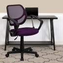 Flash Furniture WA-3074-PUR-A-GG Swivel Computer Arm Chair w/ Low Back - Purple Mesh Back & Seat thumbnail 9
