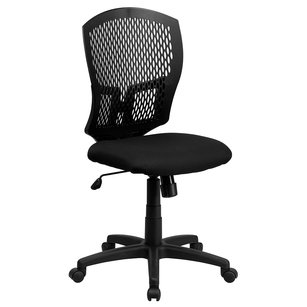Flash Furniture WL-3958SYG-BK-GG Swivel Task Chair w/ Mid Back - Black Plastic Back & Fabric Seat