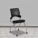 Flash Furniture WL-A224V-GG Mobile Nesting Arm Chair w/ Black Plastic Back & Black Fabric Seat - Silver Frame thumbnail 10