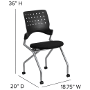Flash Furniture WL-A224V-GG Mobile Nesting Arm Chair w/ Black Plastic Back & Black Fabric Seat - Silver Frame thumbnail 2