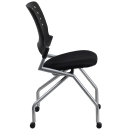 Flash Furniture WL-A224V-GG Mobile Nesting Arm Chair w/ Black Plastic Back & Black Fabric Seat - Silver Frame thumbnail 3