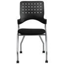 Flash Furniture WL-A224V-GG Mobile Nesting Arm Chair w/ Black Plastic Back & Black Fabric Seat - Silver Frame thumbnail 5