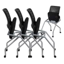 Flash Furniture WL-A224V-GG Mobile Nesting Arm Chair w/ Black Plastic Back & Black Fabric Seat - Silver Frame thumbnail 9