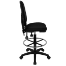 Flash Furniture WL-A654MG-BK-D-GG Swivel Drafting Stool w/ Mid Back - Black Fabric Upholstery thumbnail 2