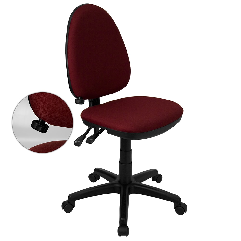 Flash Furniture WL-A654MG-BY-GG Swivel Task Chair w/ Mid Back - Burgundy Fabric Seat