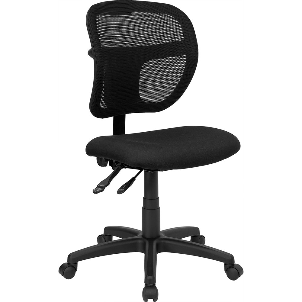 Flash Furniture WL-A7671SYG-BK-GG Swivel Task Chair w/ Mid Back - Black Mesh Back & Fabric Seat
