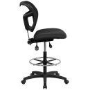 Flash Furniture WL-A7671SYG-BK-D-GG Swivel Drafting Stool w/ Mid Back - Black Fabric Upholstery thumbnail 2