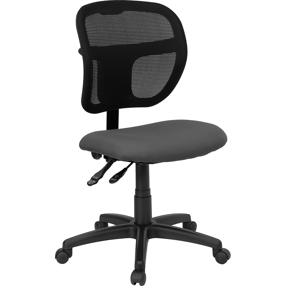 Flash Furniture WL-A7671SYG-GY-GG Swivel Task Chair w/ Mid Back - Black Mesh Back & Gray Fabric Seat