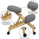 Flash Furniture WL-SB-101-GG Ergonomic Kneeling Chair w/ Gray Fabric Upholstery - 18”W x 24”D x 20” to 26”H thumbnail 6