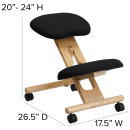 Flash Furniture WL-SB-210-GG Ergonomic Kneeling Chair w/ Black Fabric Upholstery - 17 1/2"W x 26 1/2"D x 20" to 24"H thumbnail 2