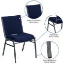 Flash Furniture XU-60153-NVY-GG Stacking Chair w/ Navy Blue Patterned Polyester Back & Seat - Steel Frame, Silver Vein thumbnail 3