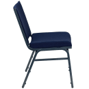 Flash Furniture XU-60153-NVY-GG Stacking Chair w/ Navy Blue Patterned Polyester Back & Seat - Steel Frame, Silver Vein thumbnail 4