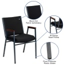 Flash Furniture XU-60154-BK-GG Stacking Chair w/ Black Dot Fabric Back & Seat - Steel Frame, Silver Vein thumbnail 3