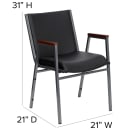 Flash Furniture XU-60154-BK-VYL-GG Stacking Chair w/ Black Vinyl Back & Seat - Steel Frame, Silver Vein thumbnail 2