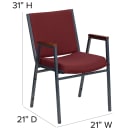 Flash Furniture XU-60154-BY-GG Stacking Chair w/ Burgundy Patterned Polyester Back & Seat - Steel Frame, Silver Vein thumbnail 2