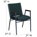 Flash Furniture XU-60154-GN-GG Stacking Chair w/ Green Patterned Polyester Back & Seat - Steel Frame, Silver Vein thumbnail 2
