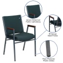 Flash Furniture XU-60154-GN-GG Stacking Chair w/ Green Patterned Polyester Back & Seat - Steel Frame, Silver Vein thumbnail 3