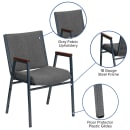 Flash Furniture XU-60154-GY-GG Stacking Chair w/ Gray Polyester Back & Seat - Steel Frame, Silver Vein thumbnail 3