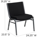 Flash Furniture XU-60555-BK-GG Big & Tall Stacking Chair w/ Black Patterned Polyester Back & Seat - Steel Frame, Silver Vein thumbnail 2