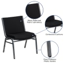 Flash Furniture XU-60555-BK-GG Big & Tall Stacking Chair w/ Black Patterned Polyester Back & Seat - Steel Frame, Silver Vein thumbnail 3