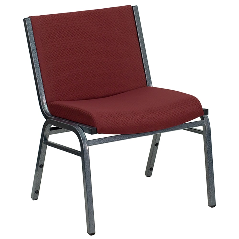 Flash Furniture XU-60555-BY-GG Big & Tall Stacking Chair w/ Burgundy Patterned Polyester Back & Seat - Steel Frame, Silver Vein