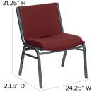Flash Furniture XU-60555-BY-GG Big & Tall Stacking Chair w/ Burgundy Patterned Polyester Back & Seat - Steel Frame, Silver Vein thumbnail 2