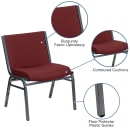 Flash Furniture XU-60555-BY-GG Big & Tall Stacking Chair w/ Burgundy Patterned Polyester Back & Seat - Steel Frame, Silver Vein thumbnail 3