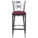 Flash Furniture XU-6F8B-CLR-BAR-BURV-GG Bar Stool w/ Cross Back & Burgundy Vinyl Seat, Clear Coat Steel thumbnail 4