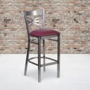 Flash Furniture XU-6F8B-CLR-BAR-BURV-GG Bar Stool w/ Cross Back & Burgundy Vinyl Seat, Clear Coat Steel thumbnail 5
