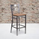 Flash Furniture XU-6F8B-CLR-BAR-NATW-GG Bar Stool w/ Cross Back & Natural Wood Seat, Clear Coat Steel thumbnail 5